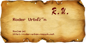 Roder Urbán névjegykártya
